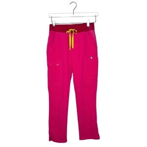 FIGS Yola Skinny Scrub Pants Shocking Pink Women's Petite XS W23SW2018P